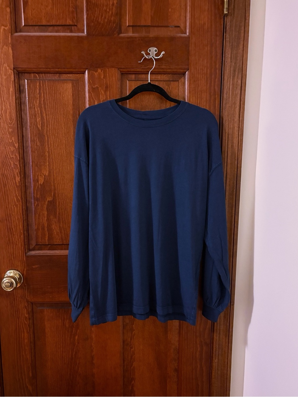 FREE PEOPLE We the Free Perfect Oversized Long Sleeve Top Dark Denim NWOT Size S